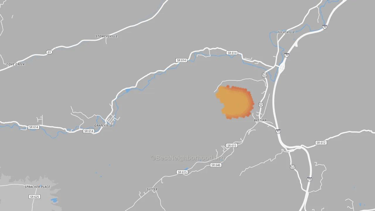 Bike Grade map of 24314, VA