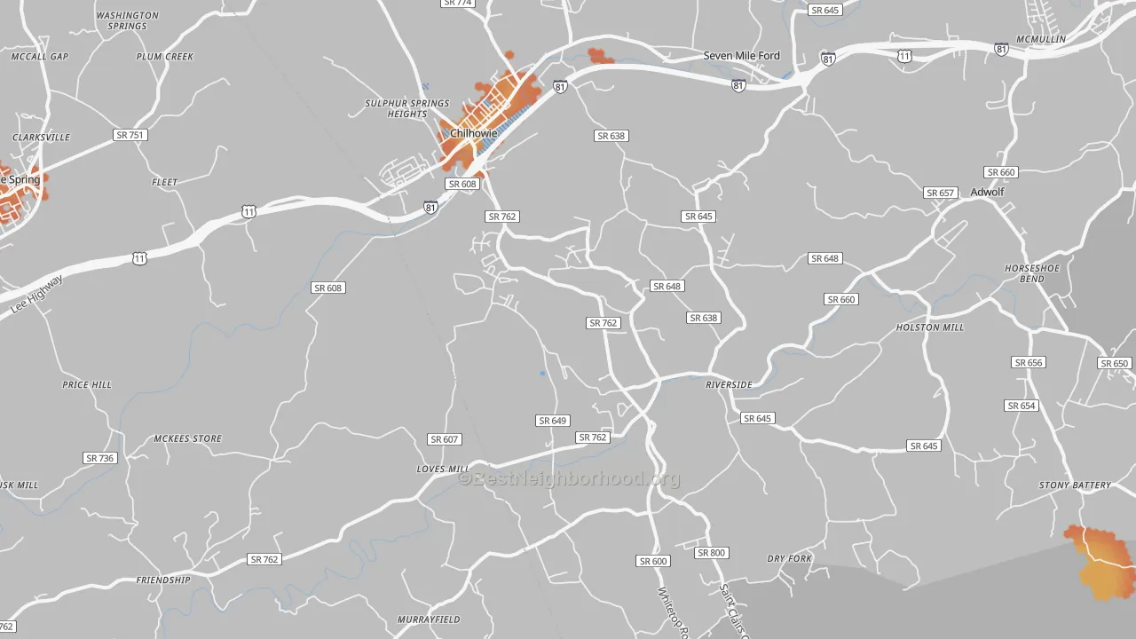 Bike Grade map of 24319, VA