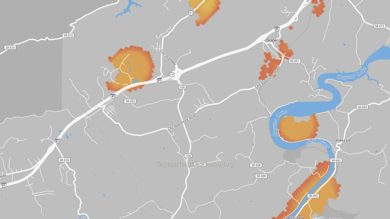 Bike Grade map of 24324, VA