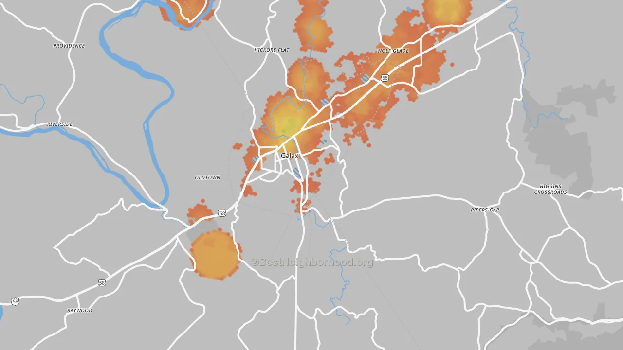 Bike Grade map of 24333, VA