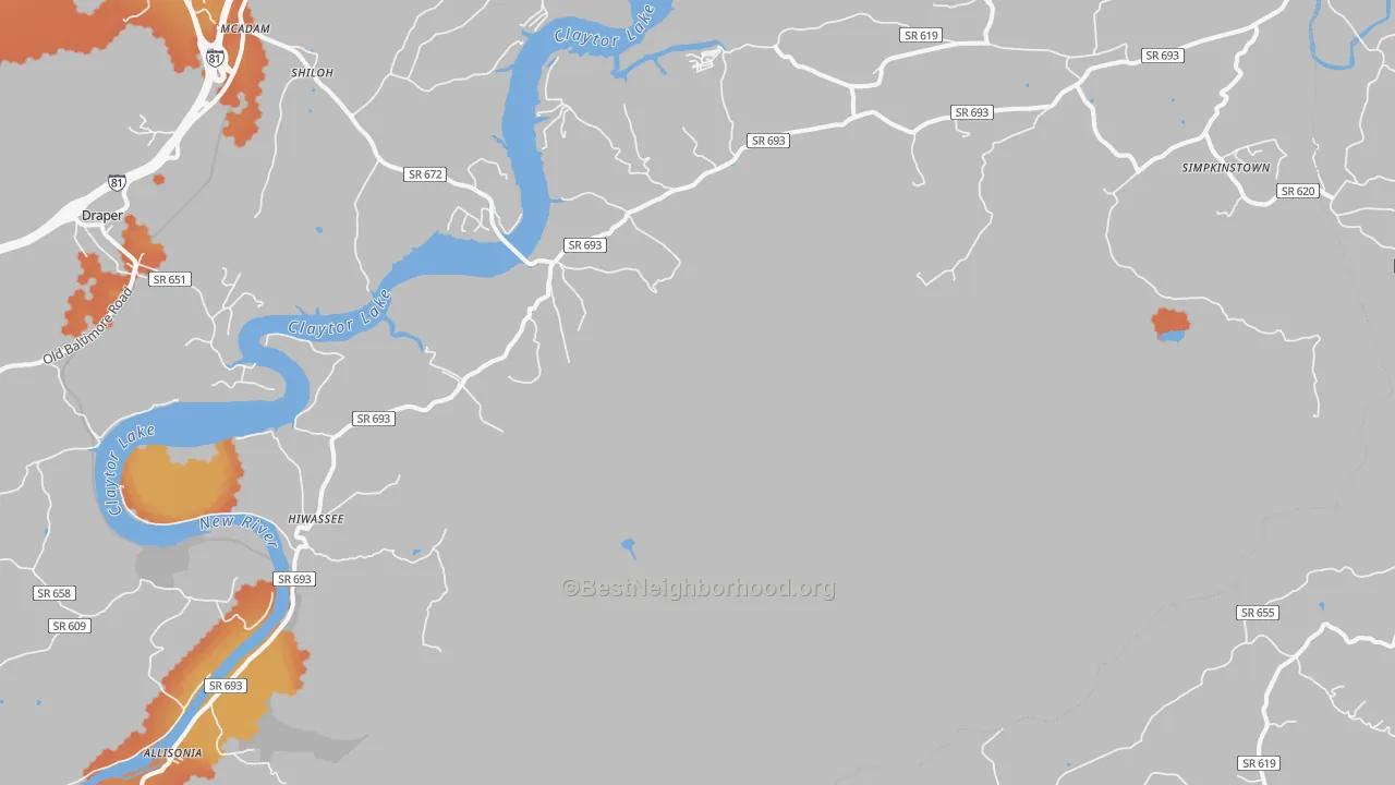 Bike Grade map of 24347, VA