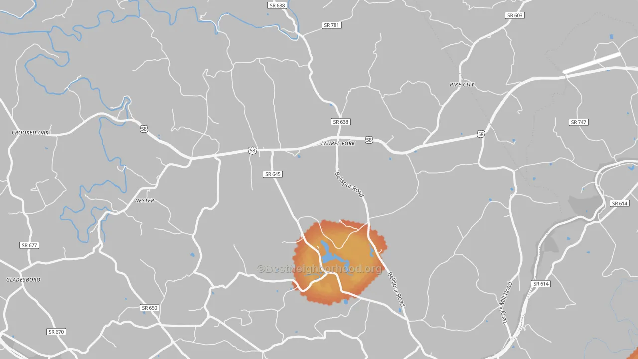 Bike Grade map of 24352, VA