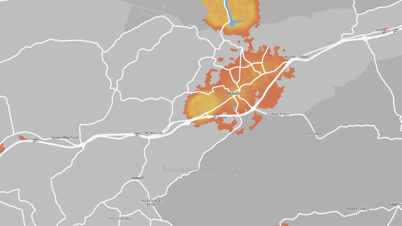 Bike Grade map of 24354, VA