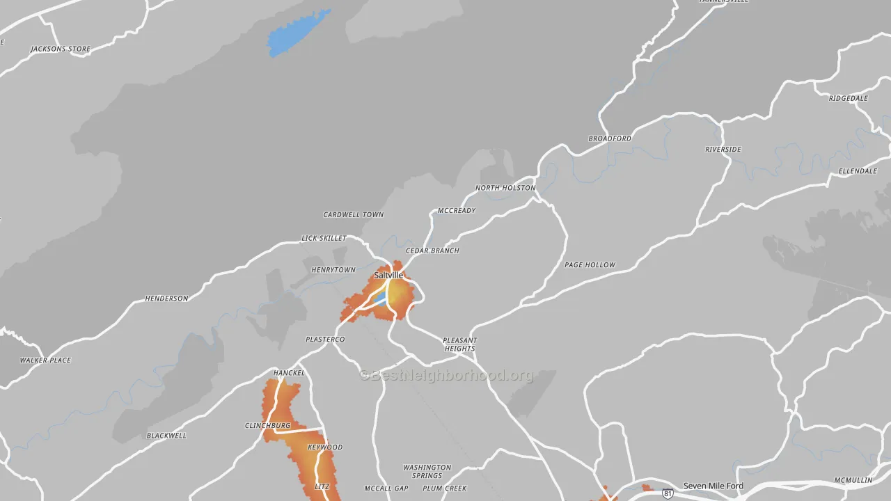 Bike Grade map of 24370, VA