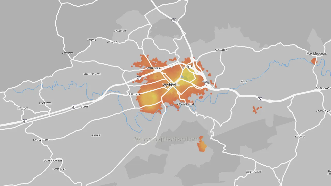 Bike Grade map of 24382, VA