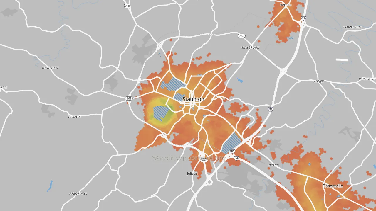 Bike Grade map of 24401, VA