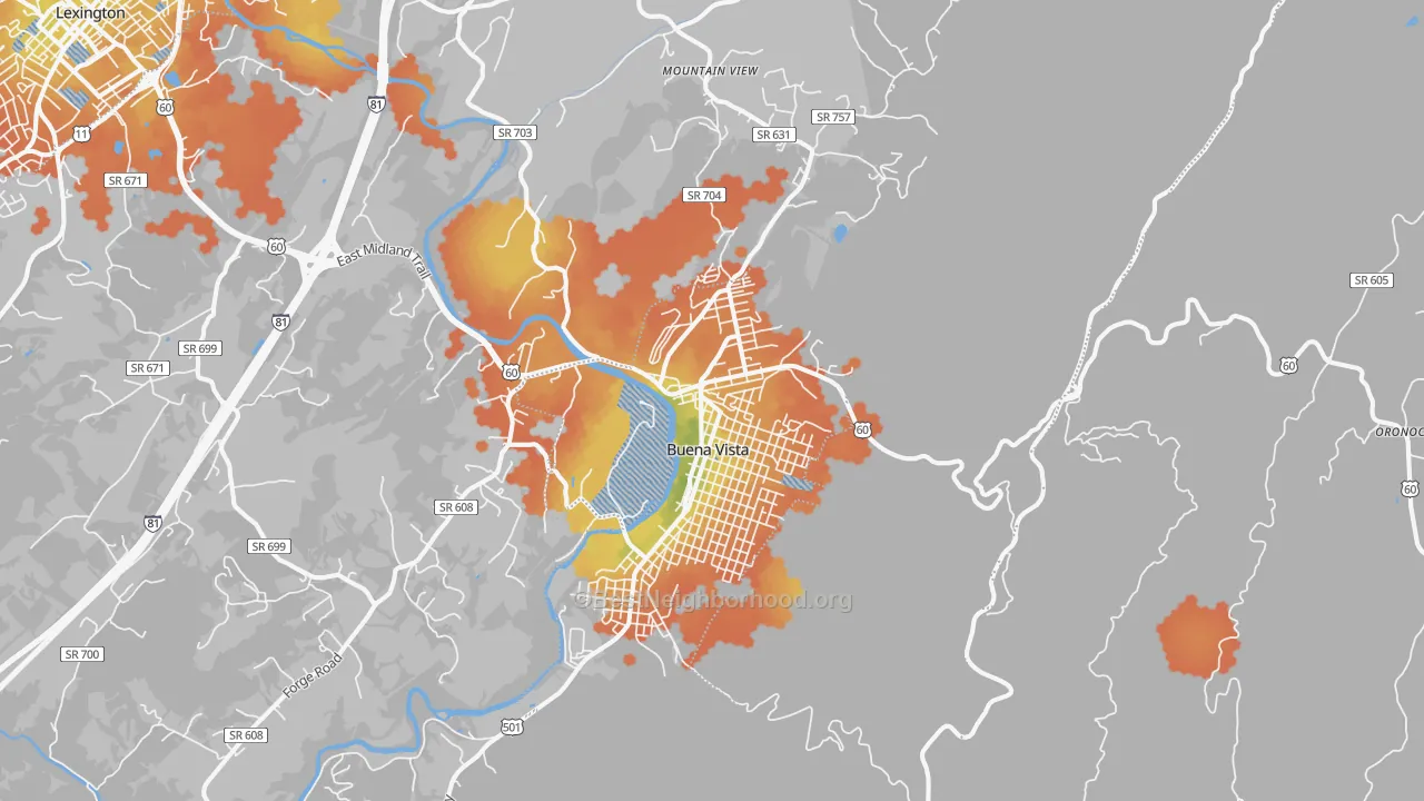 Bike Grade map of 24416, VA