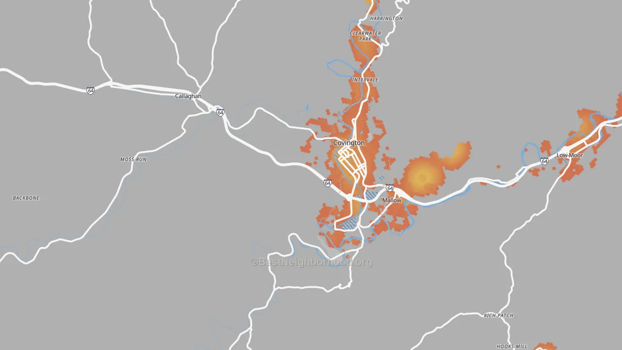 Bike Grade map of 24426, VA