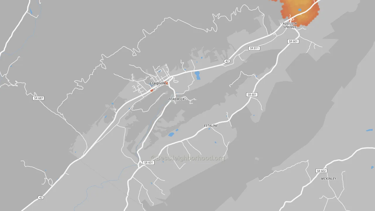 Bike Grade map of 24430, VA