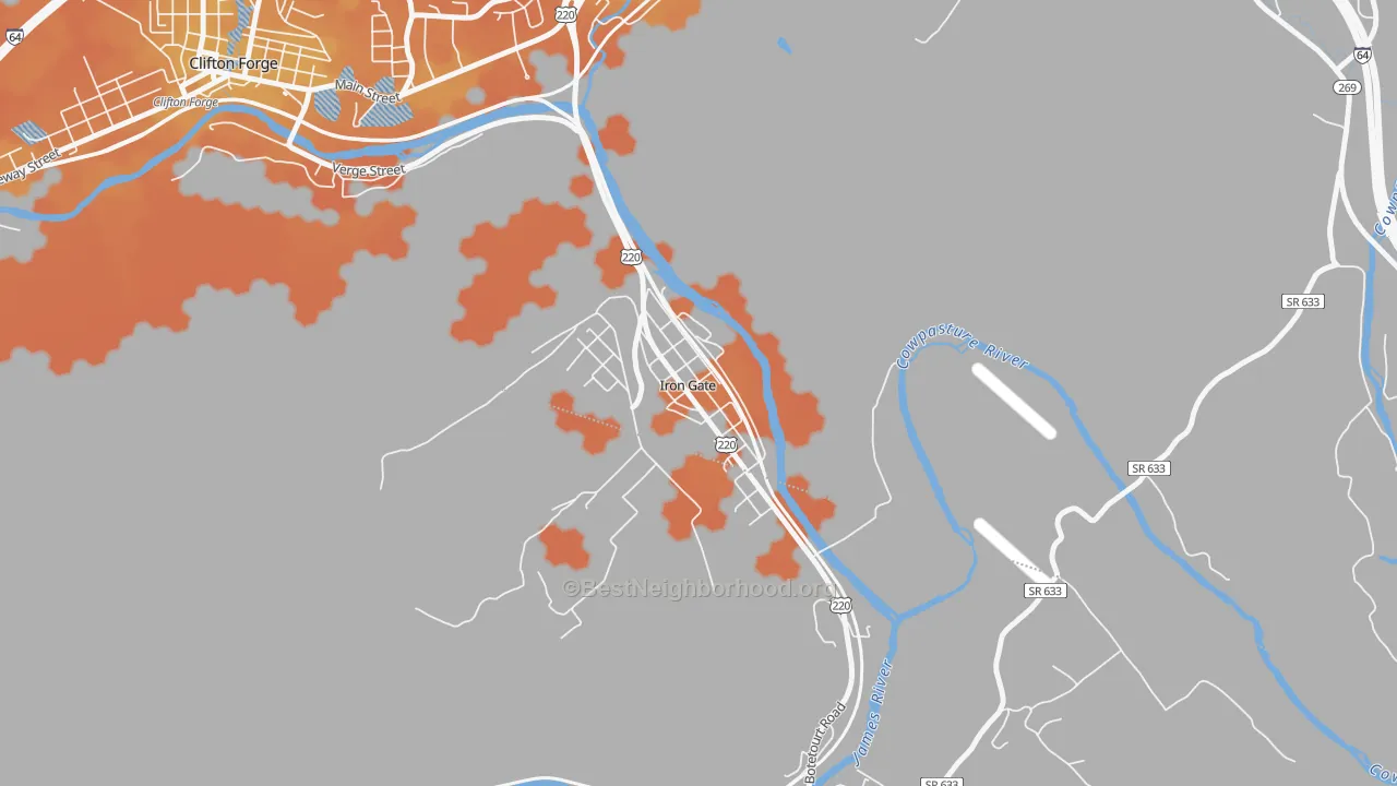 Bike Grade map of 24448, VA
