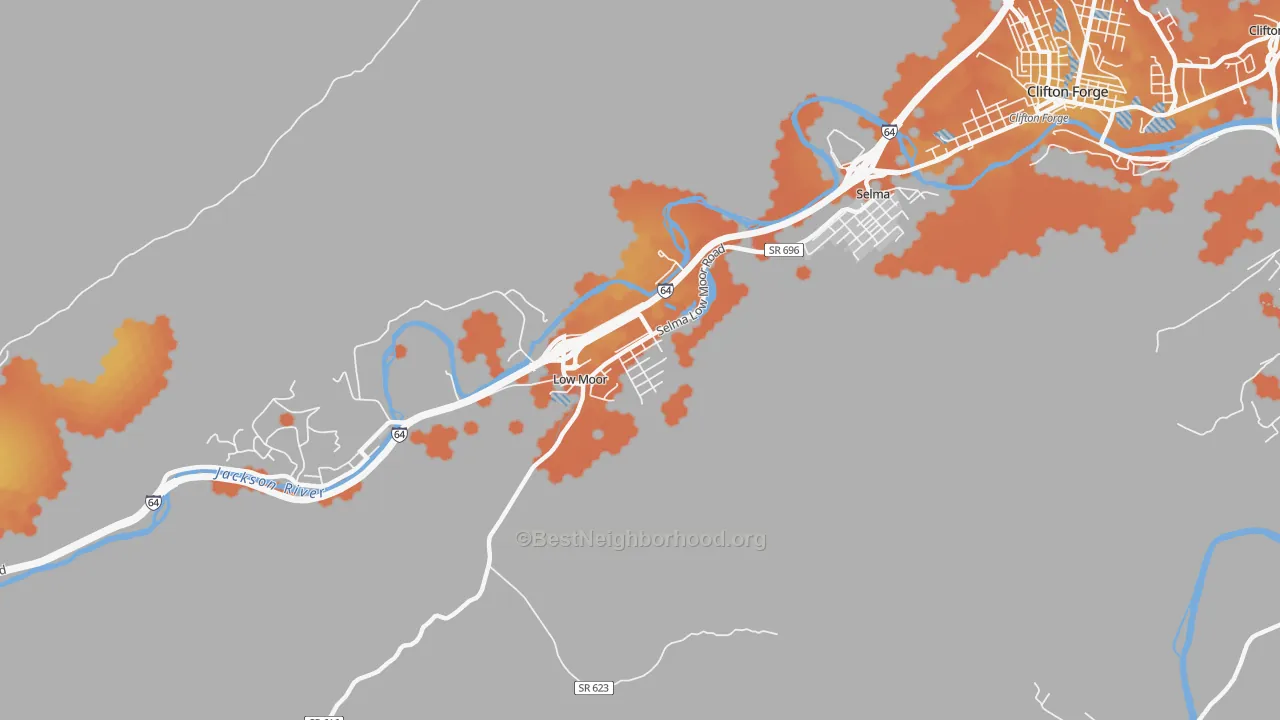 Bike Grade map of 24457, VA