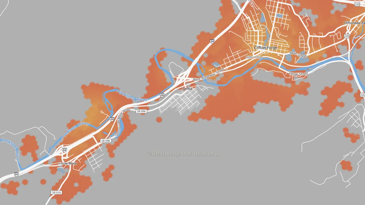 Bike Grade map of 24474, VA