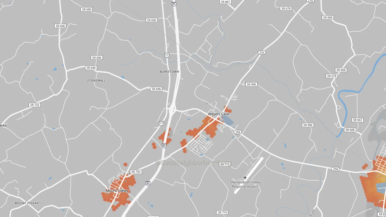 Bike Grade map of 24486, VA