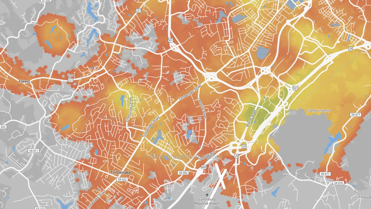 Bike Grade map of 24502, VA