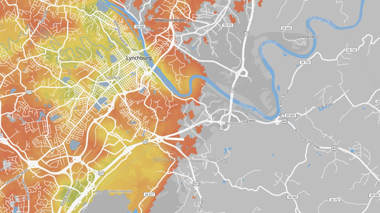 Bike Grade map of 24504, VA