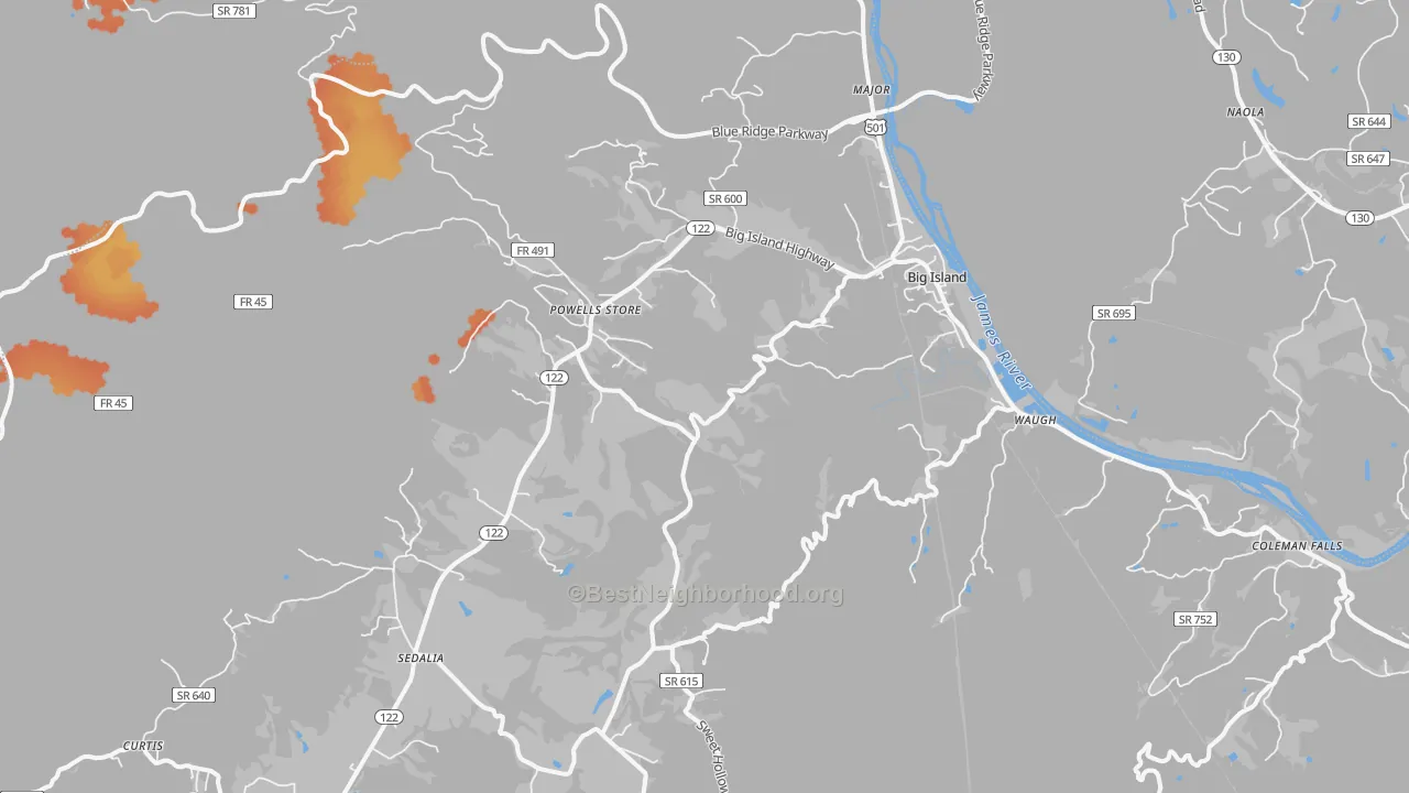 Bike Grade map of 24526, VA