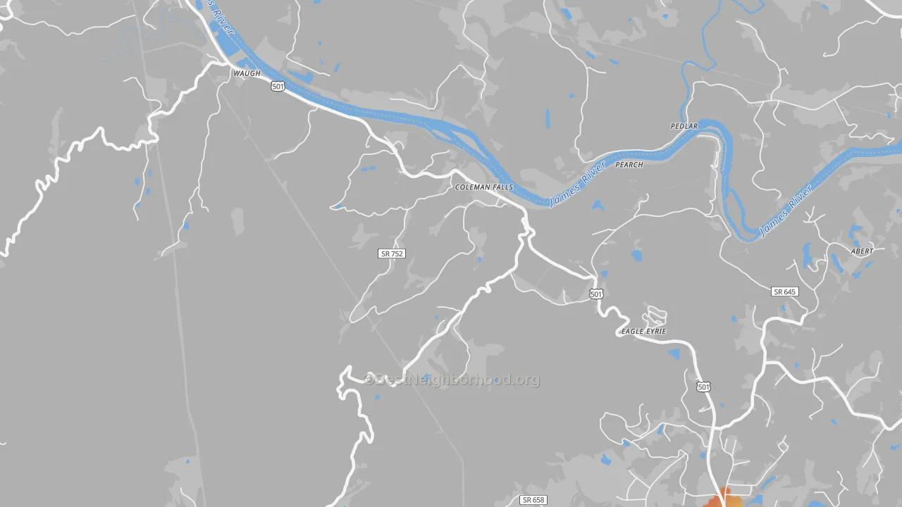 Bike Grade map of 24536, VA