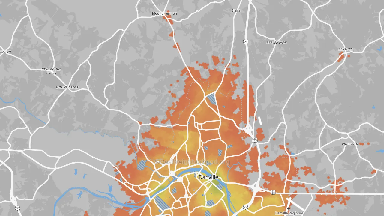 Bike Grade map of 24540, VA