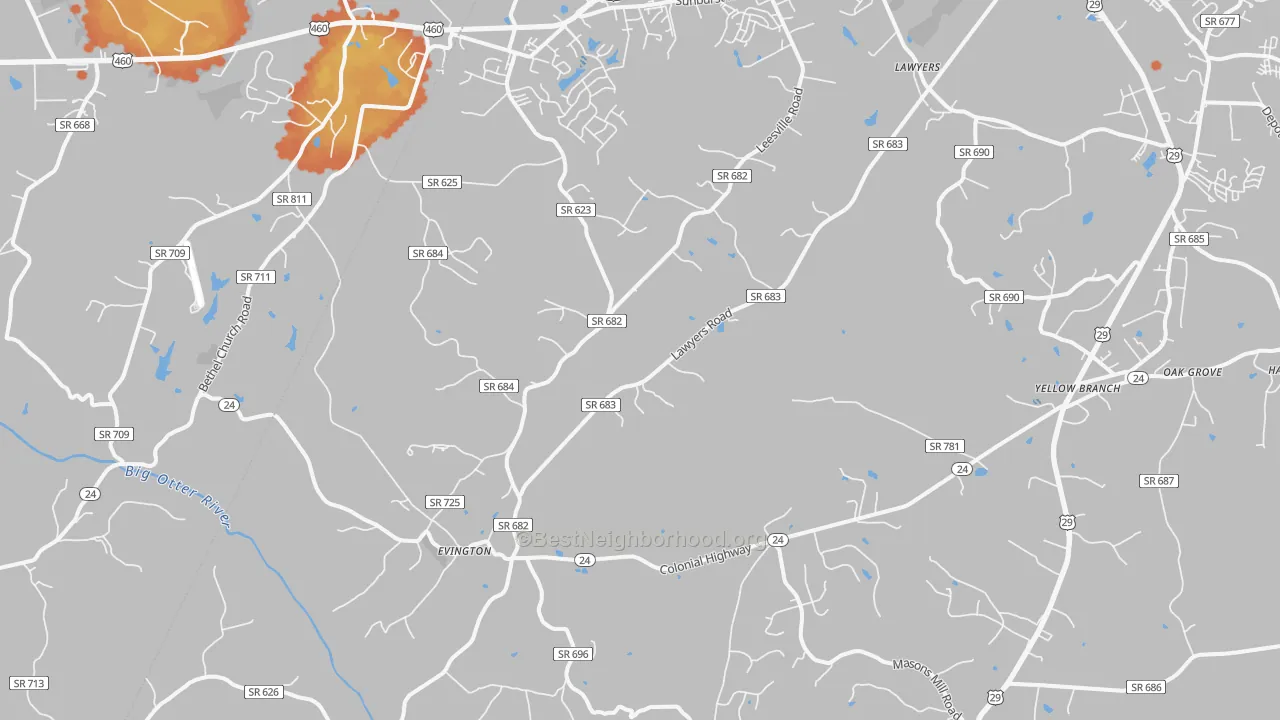 Bike Grade map of 24550, VA