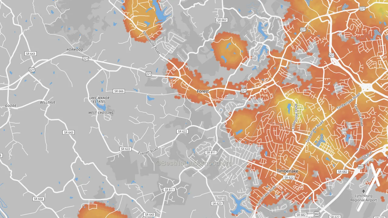 Bike Grade map of 24551, VA