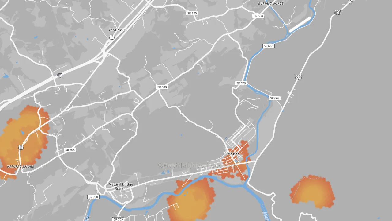 Bike Grade map of 24555, VA
