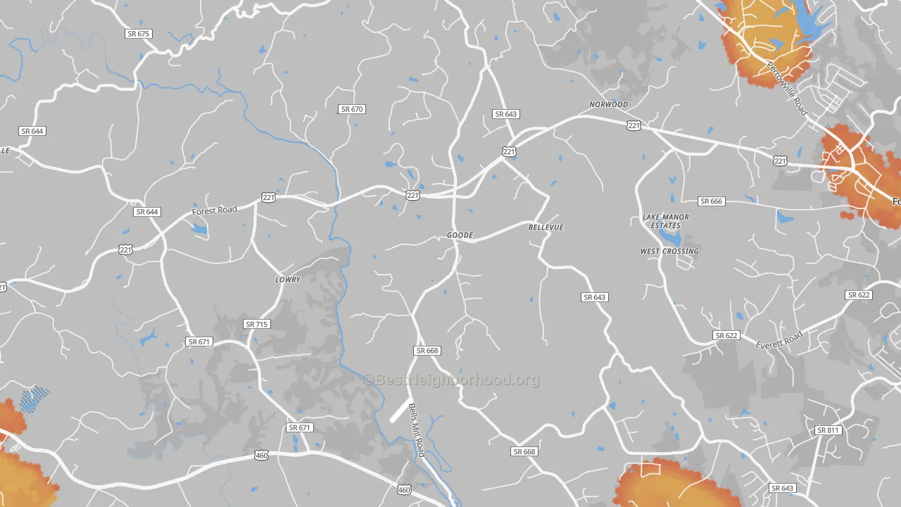 Bike Grade map of 24556, VA