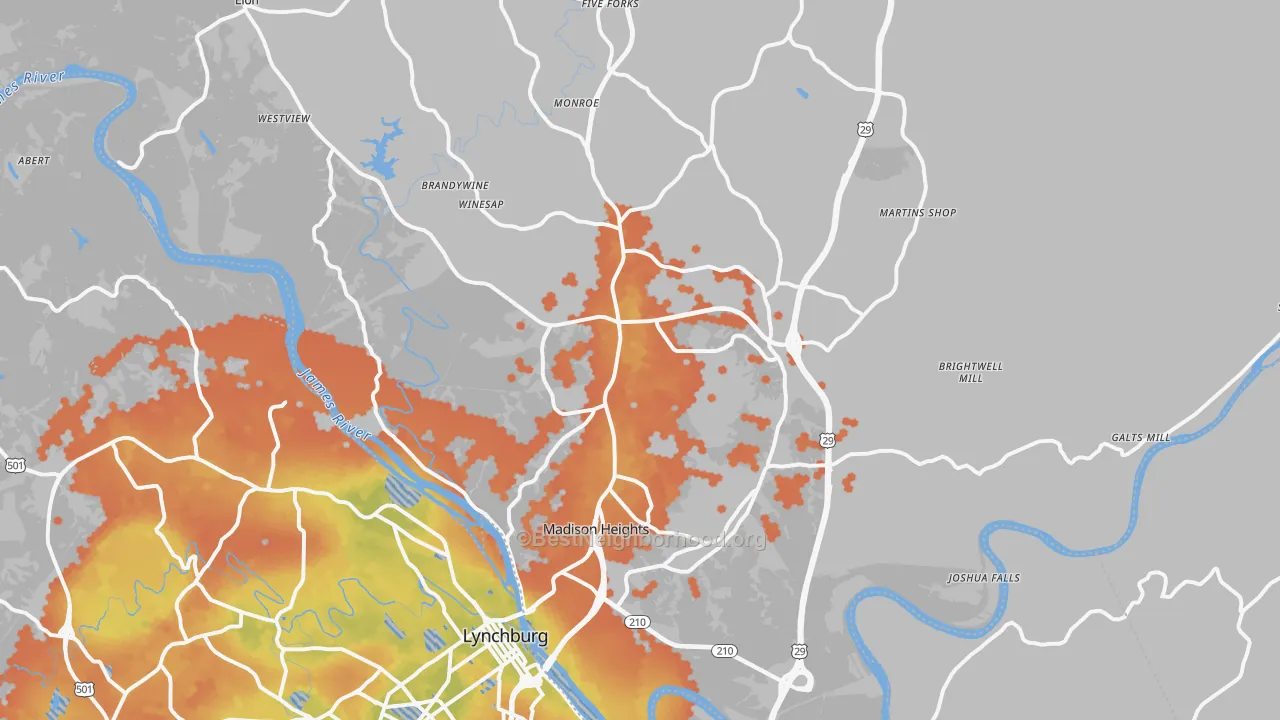 Bike Grade map of 24572, VA