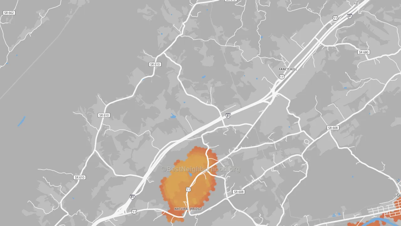 Bike Grade map of 24578, VA