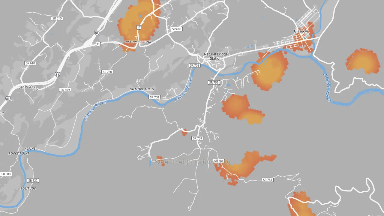 Bike Grade map of 24579, VA