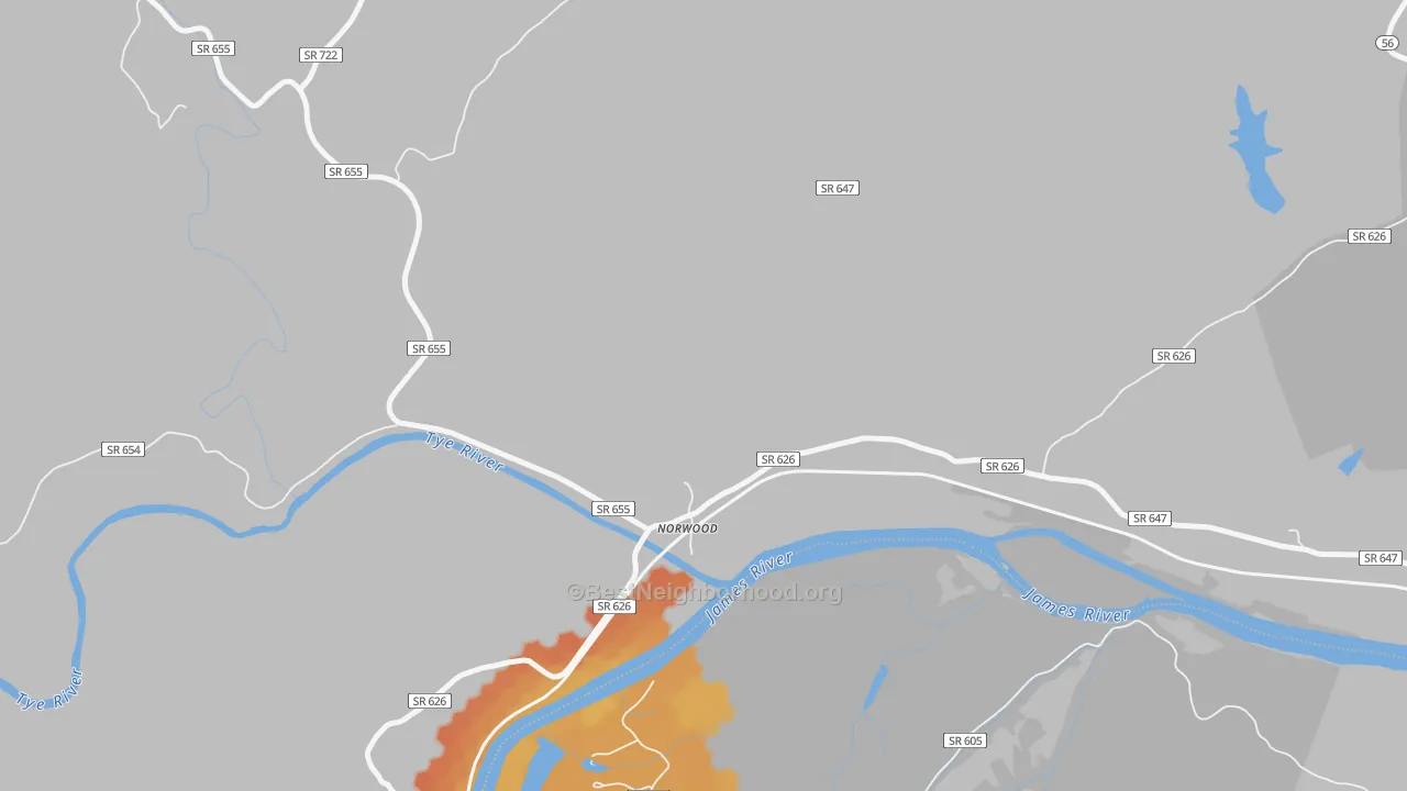Bike Grade map of 24581, VA