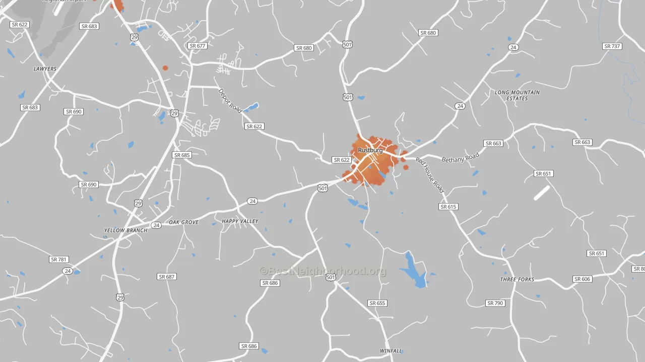 Bike Grade map of 24588, VA