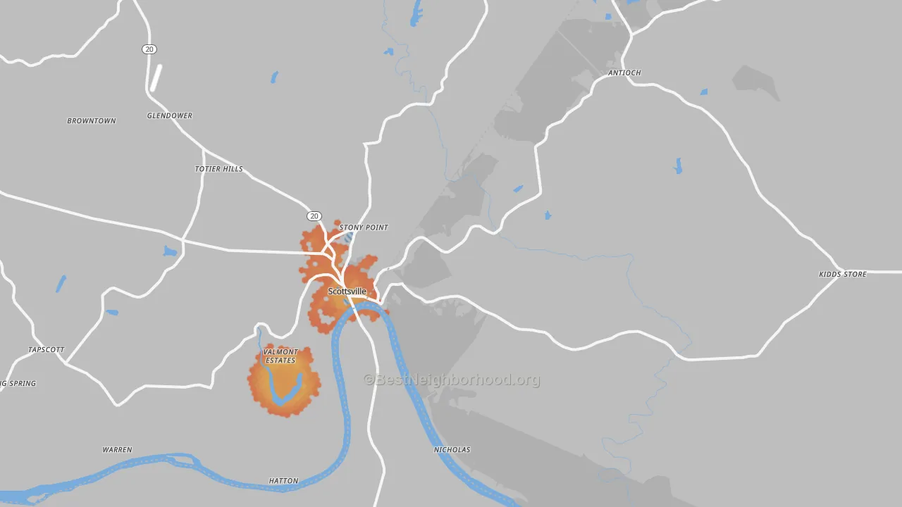 Bike Grade map of 24590, VA