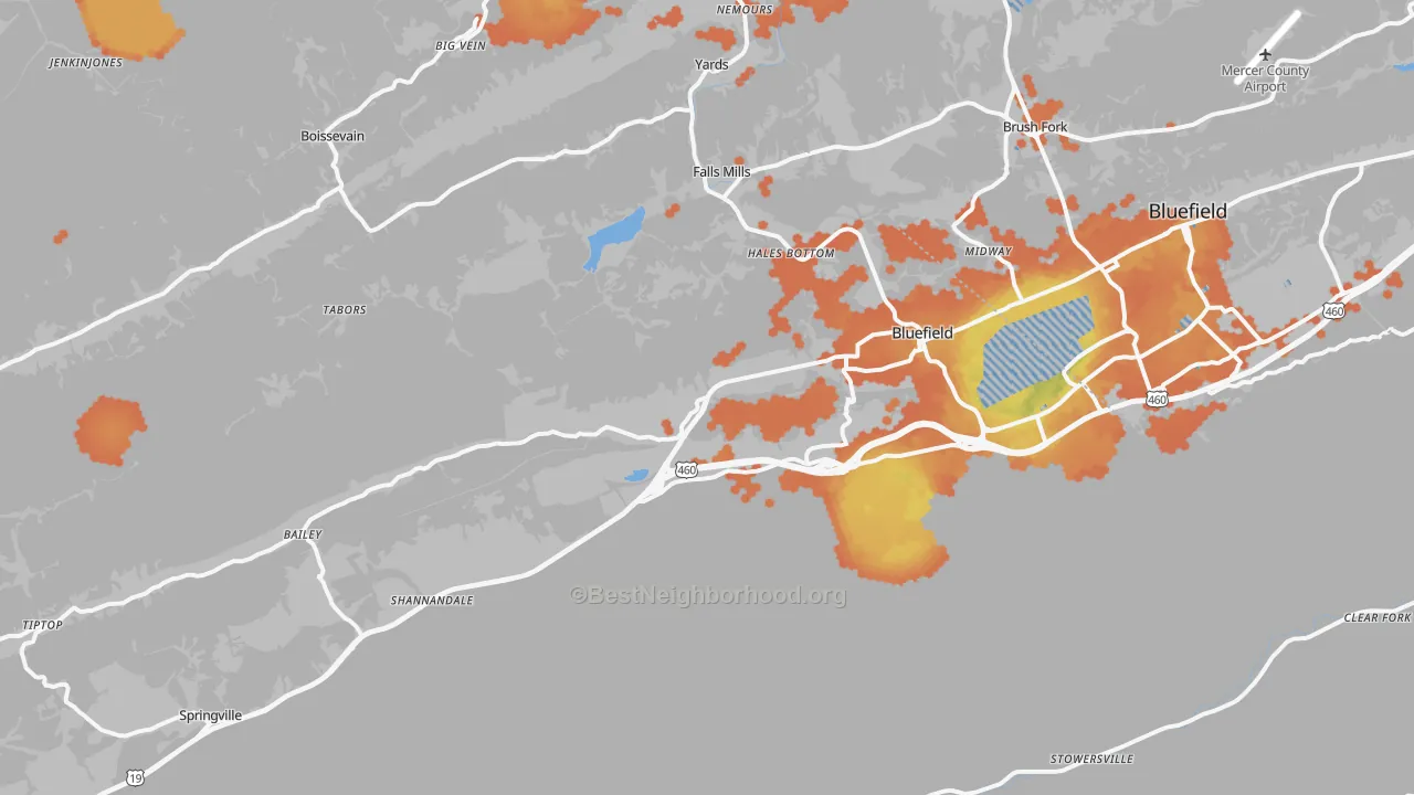 Bike Grade map of 24605, VA