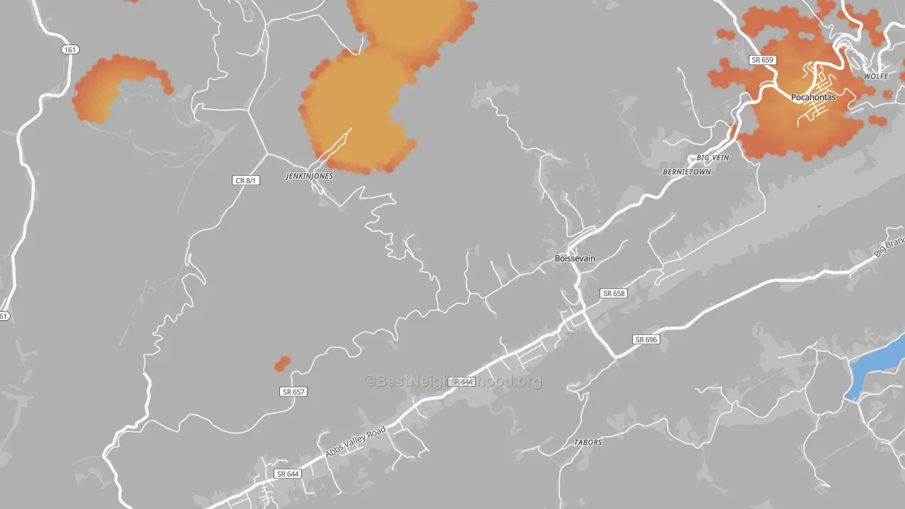 Bike Grade map of 24606, VA