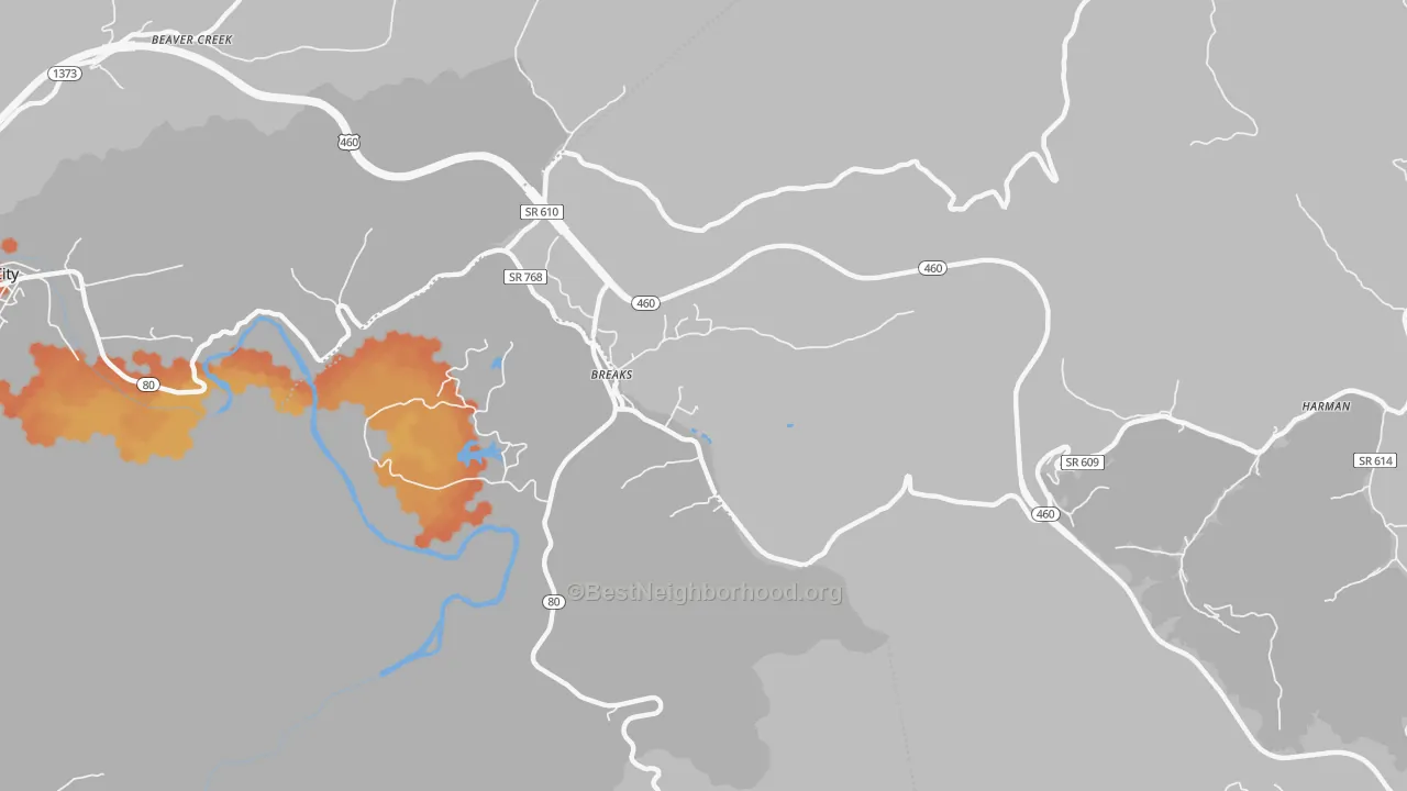 Bike Grade map of 24607, VA