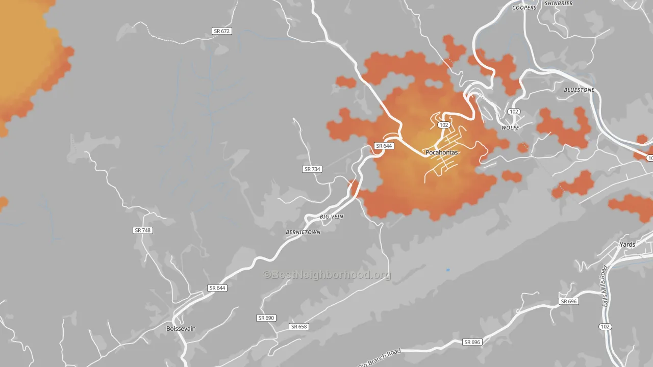 Bike Grade map of 24635, VA