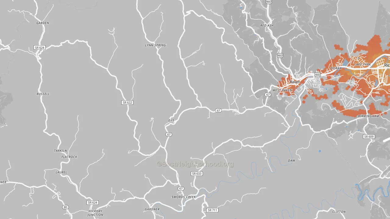 Bike Grade map of 24649, VA