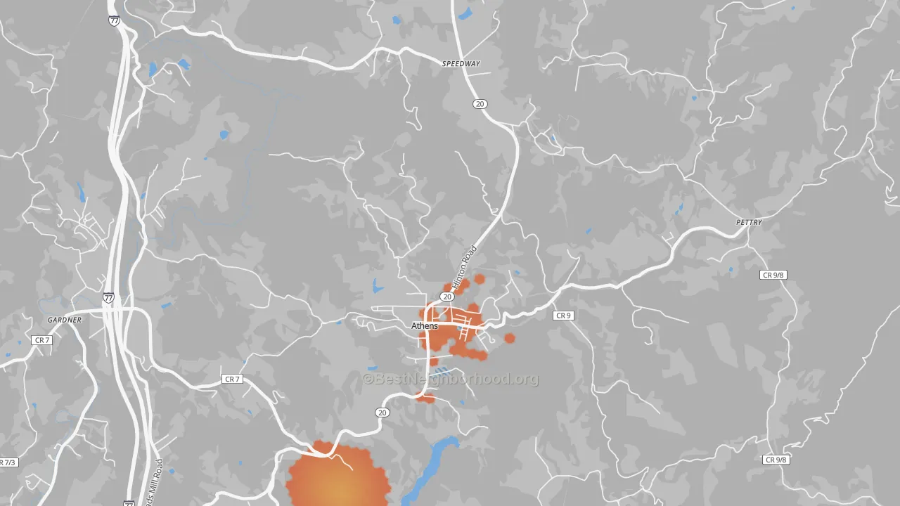 Bike Grade map of 24712, WV