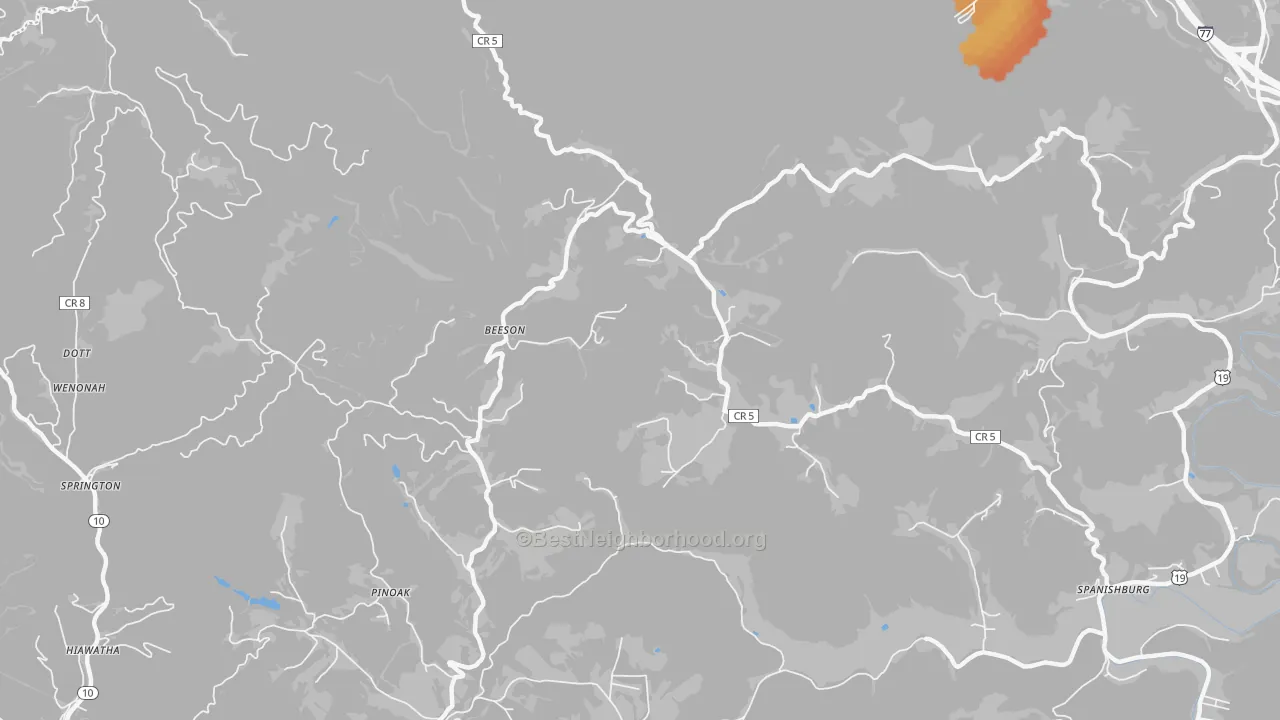Bike Grade map of 24714, WV