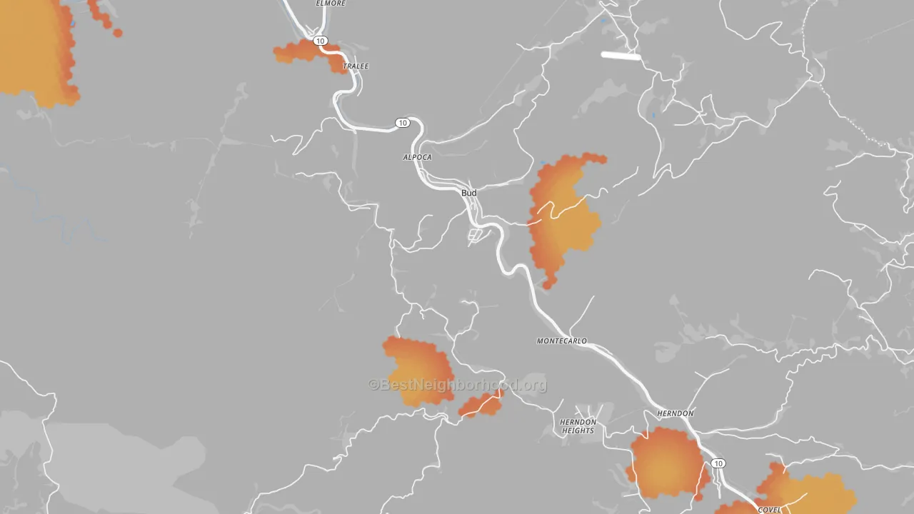 Bike Grade map of 24716, WV