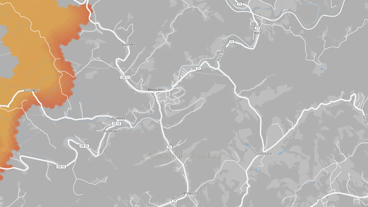 Bike Grade map of 24737, WV