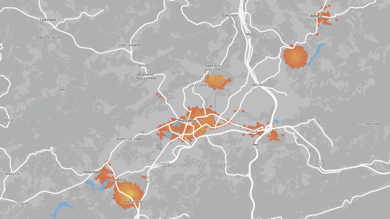 Bike Grade map of 24740, WV