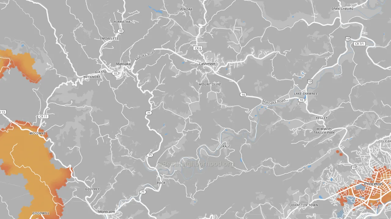 Bike Grade map of 24747, WV