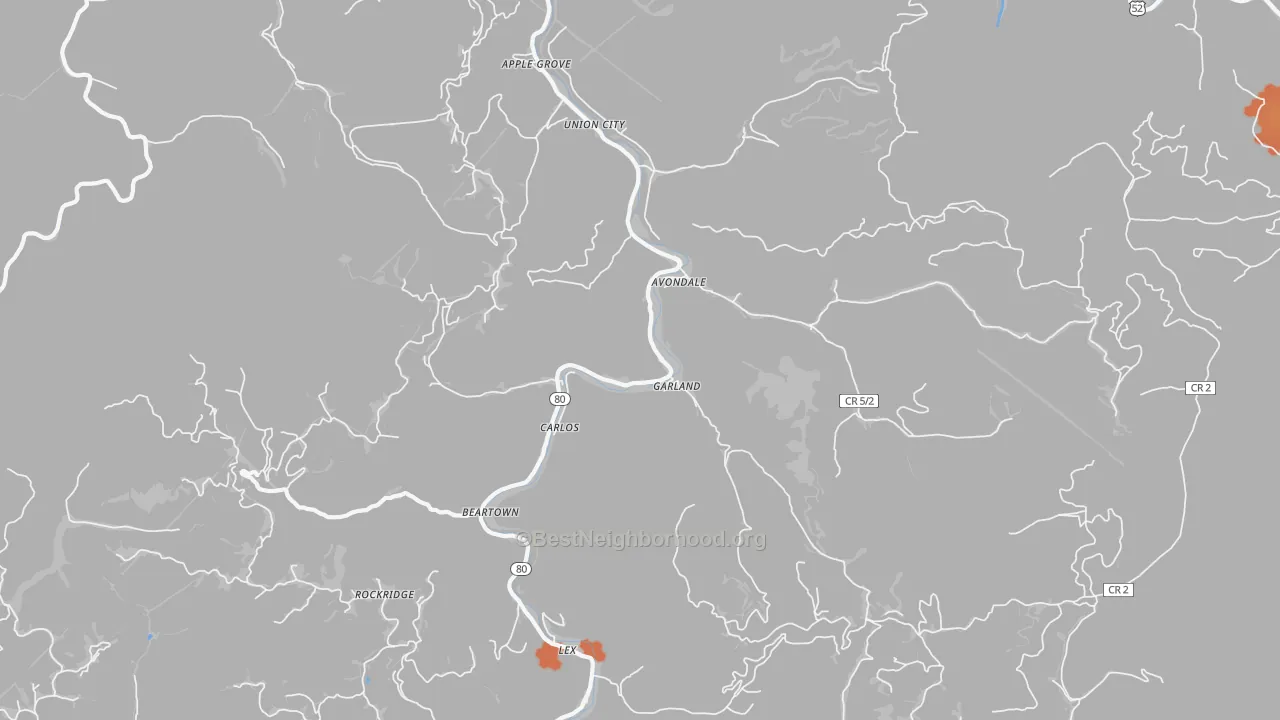 Bike Grade map of 24811, WV