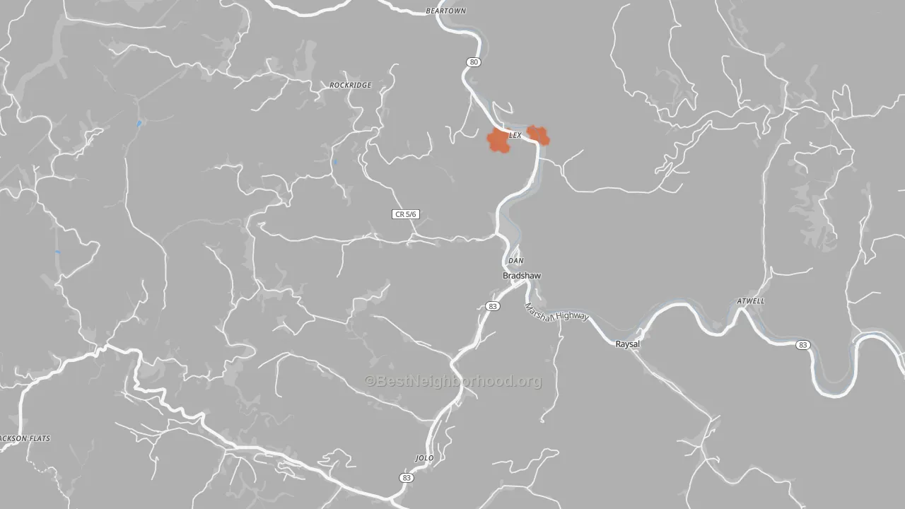 Bike Grade map of 24817, WV