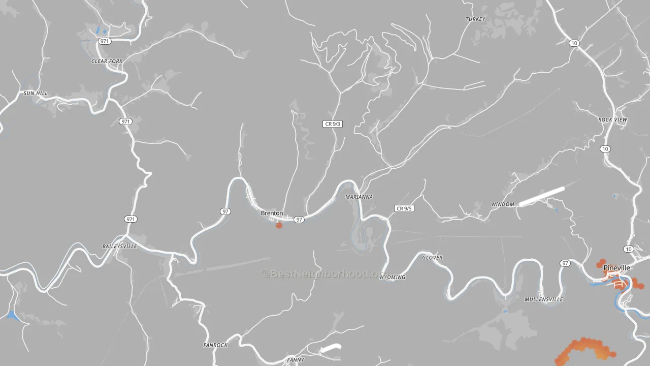 Bike Grade map of 24818, WV