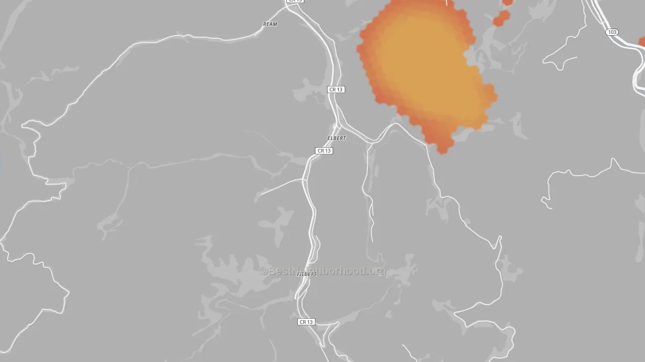 Bike Grade map of 24830, WV