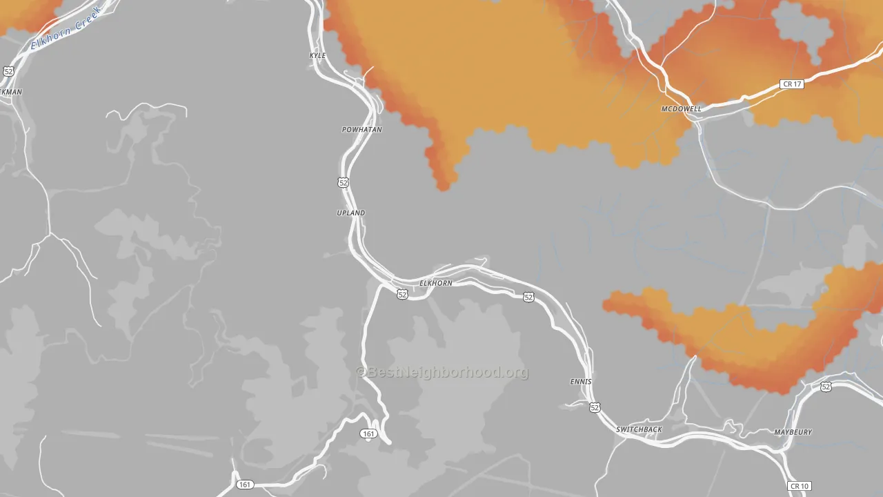 Bike Grade map of 24831, WV