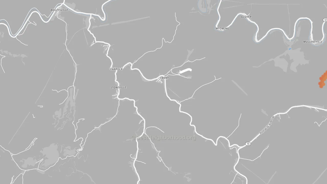 Bike Grade map of 24834, WV