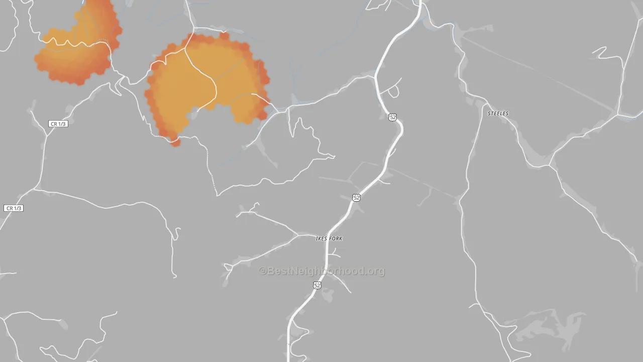 Bike Grade map of 24845, WV